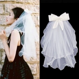 Короткая кружевная вуаль, аксессуар для волос с бантиком