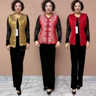 中老年女装马夹上衣2026春季新款中式显瘦坎肩开衫中国风盘扣外套