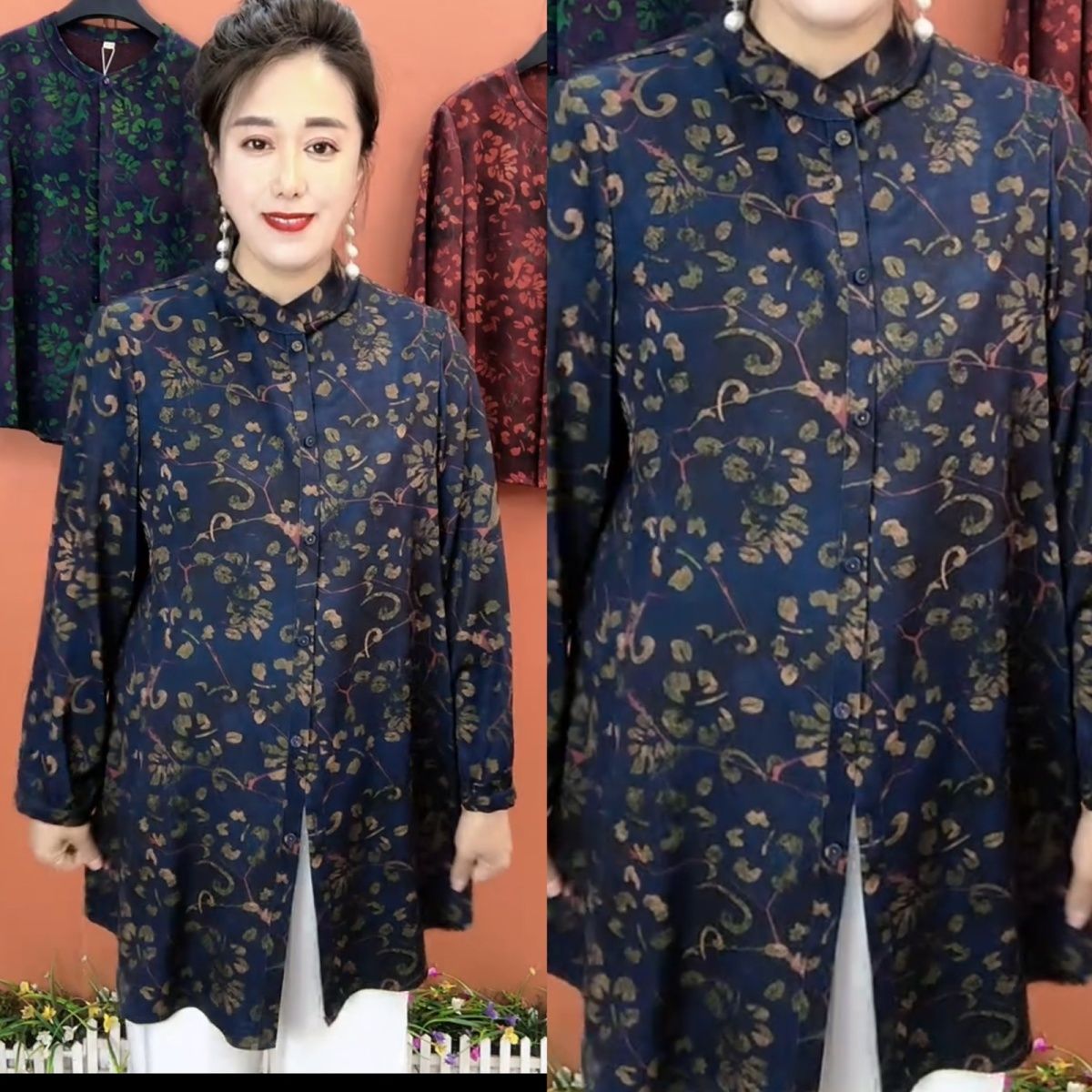 新款春夏丝滑悬垂妈妈衬