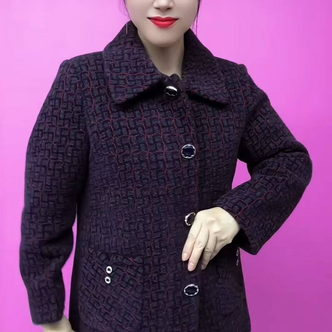中老年妈妈格子新款加绒