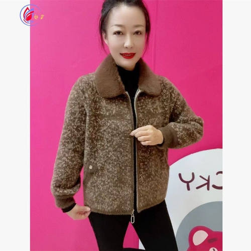 温暖风毛领拉链针织开衫