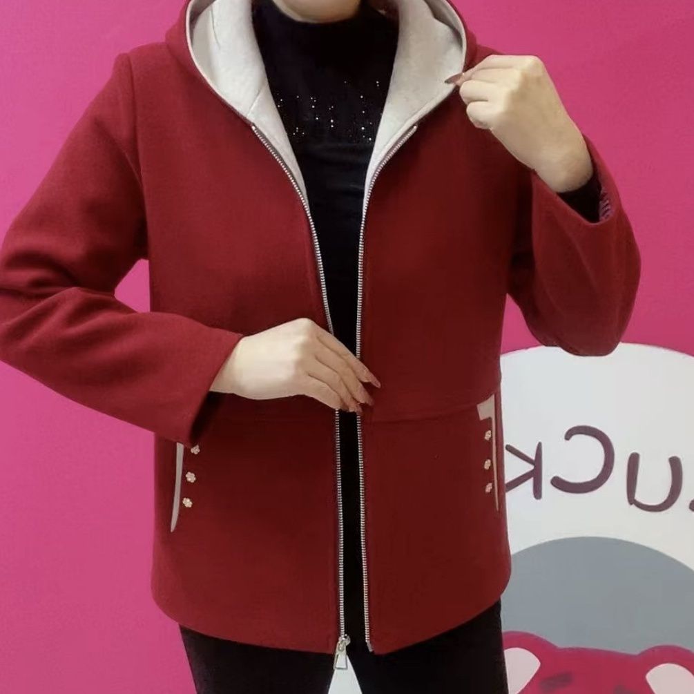 中老年女装连帽百搭新款