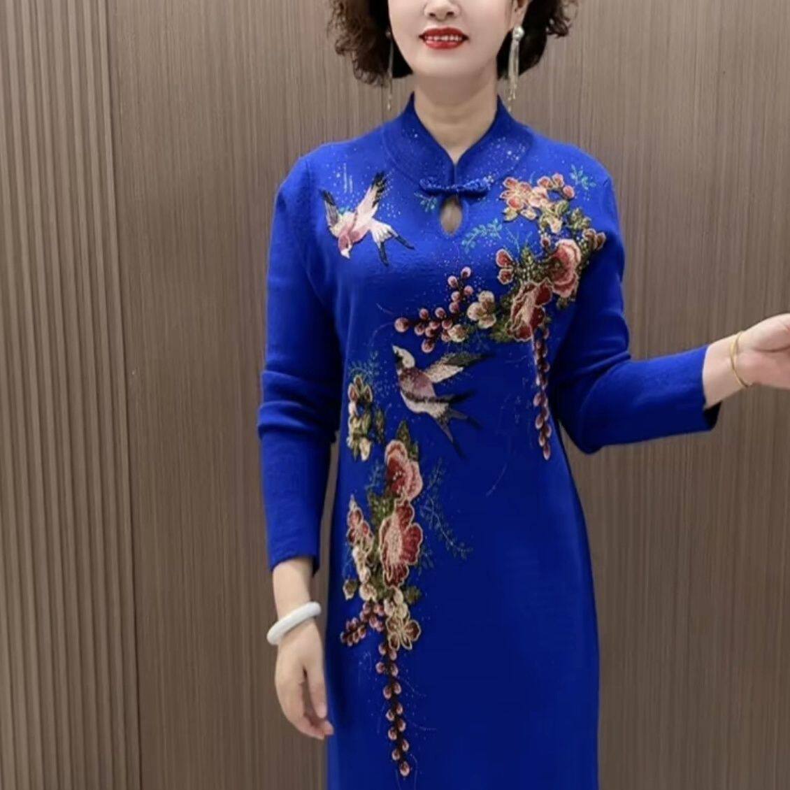 高档毛衣裙妈妈大码连修