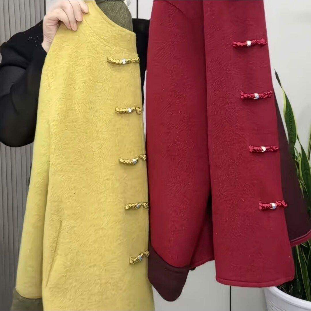 2026新中式妈妈装双面毛呢外套春季国风高级红色款呢大衣