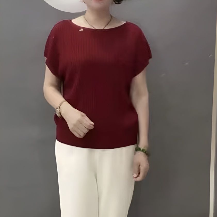 新款夏季短袖小衫纯色针