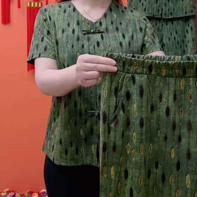 中式短袖半袖+裤子一整套