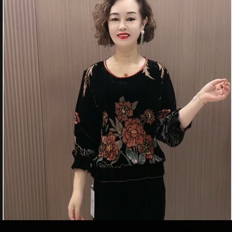 高品质时尚妈妈丝绒烧花