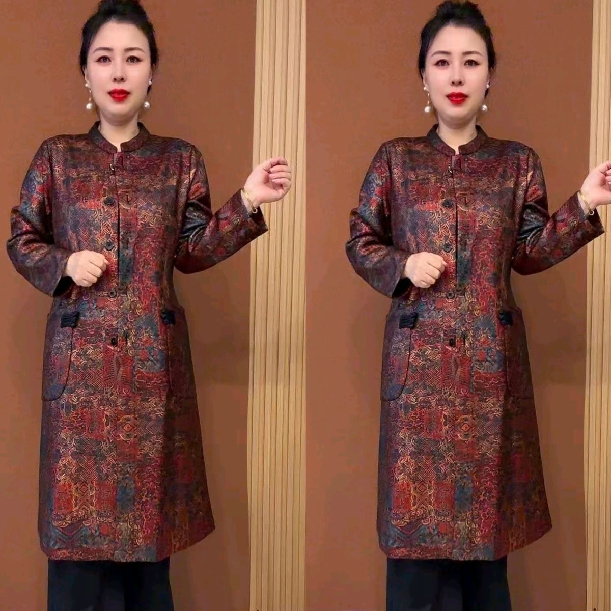 秋季妈妈中长款风衣洋气