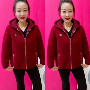 洋派妈妈连帽短款外套女2026春秋新款中老年女装减龄显瘦夹克上衣