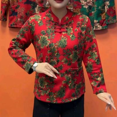 冬季打底衫女新款民族风中式洋气小衫中老年妈妈上衣