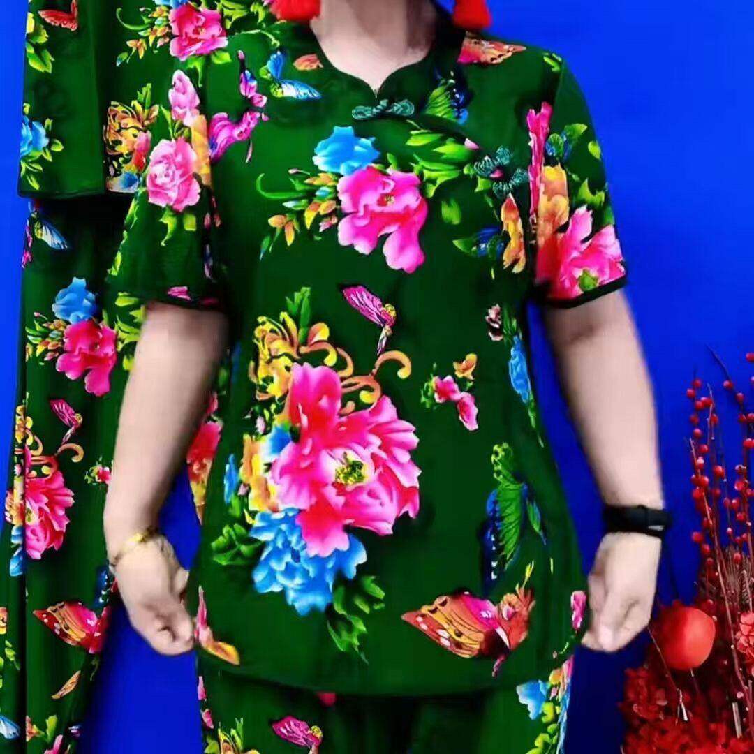 夏季新款东北大花套装妈