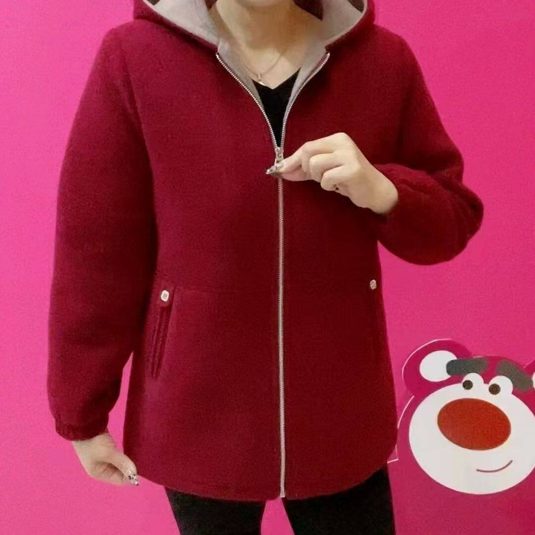 加绒加棉加厚保暖棉服外套带帽洋气上档次中老年妈妈装年轻外穿