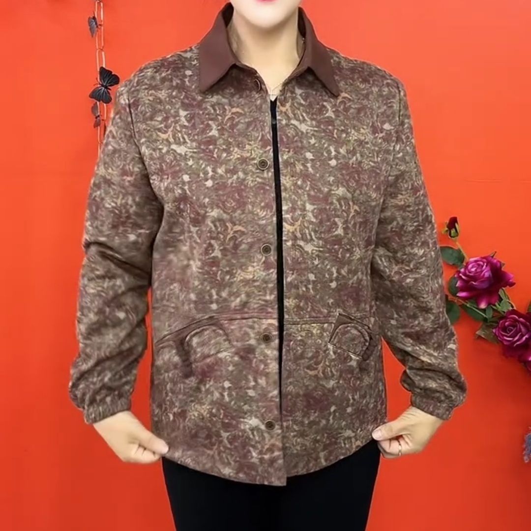 妈妈装印花宽松大码外套