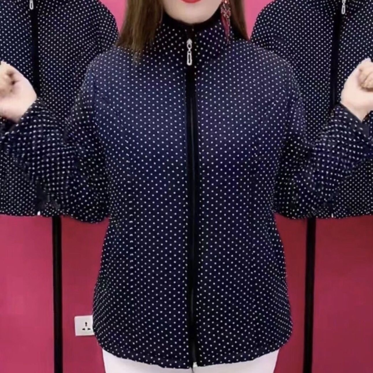 立领秋冬拉链棉服中老年