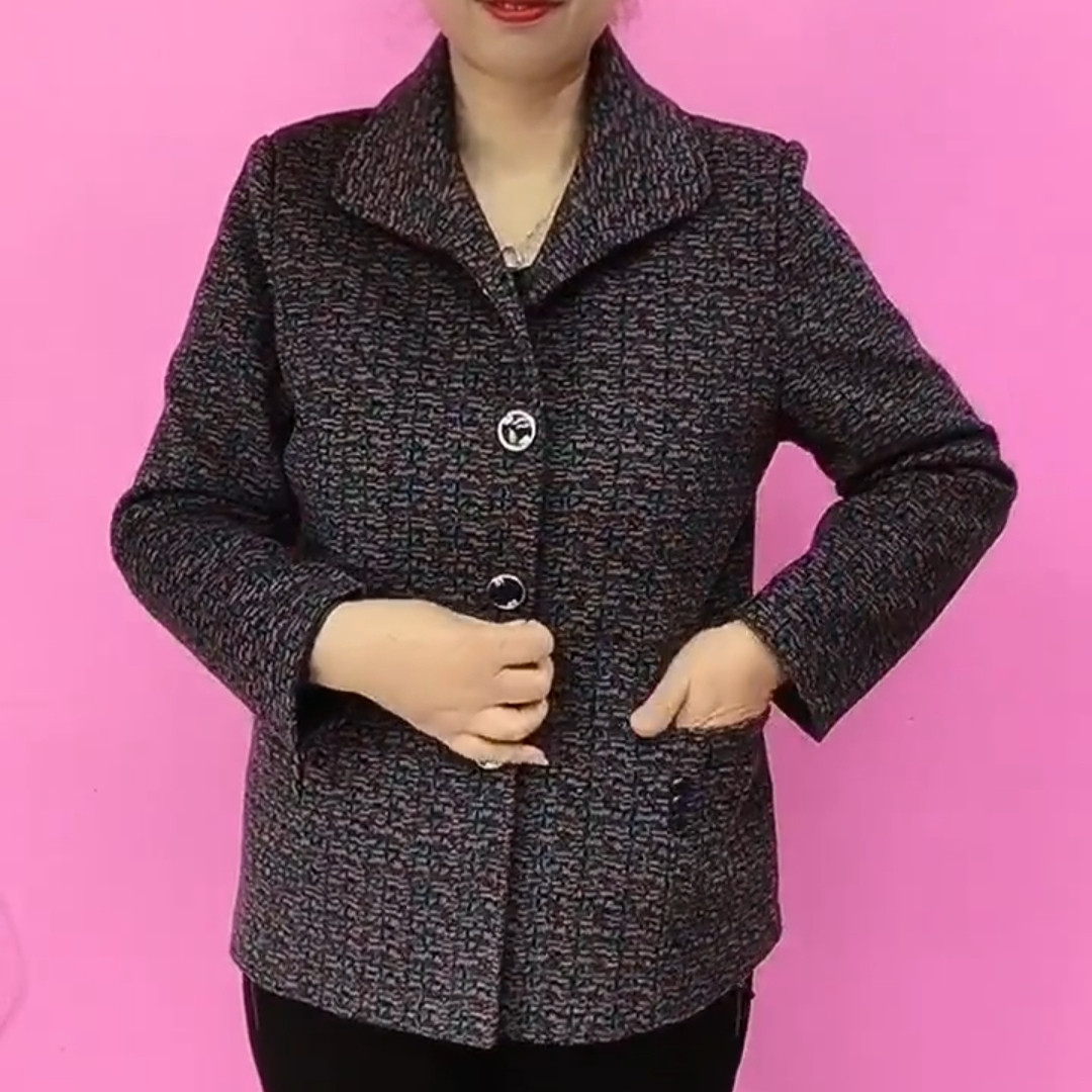 2025新款秋冬简约大码新款中老年妈妈装翻领减龄外套百搭宽松