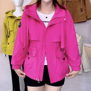 外套中长款 春秋冲锋衣爆款 休闲2026风衣工装 新款 收腰女士 连帽时尚