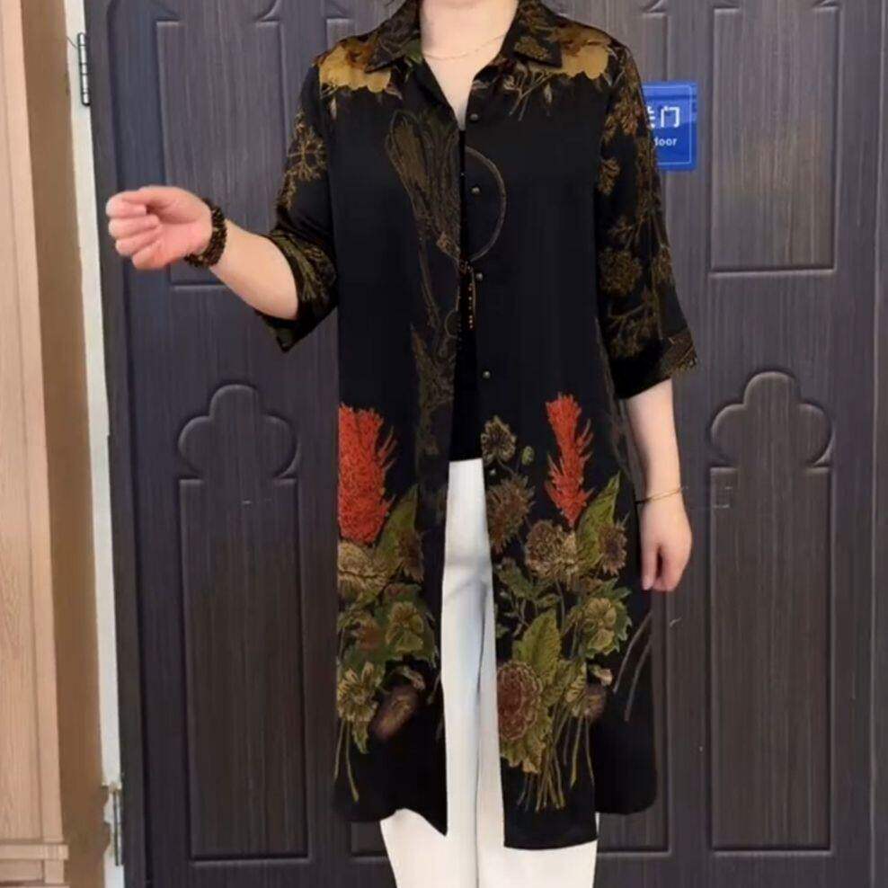 妈妈夏季高档真丝开衫新