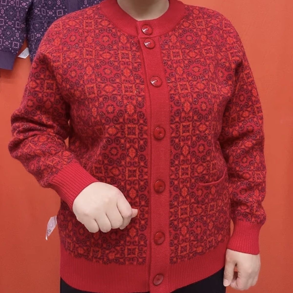 秋冬新款加绒保暖开衫外套洋气妈妈宽松显瘦毛衣女