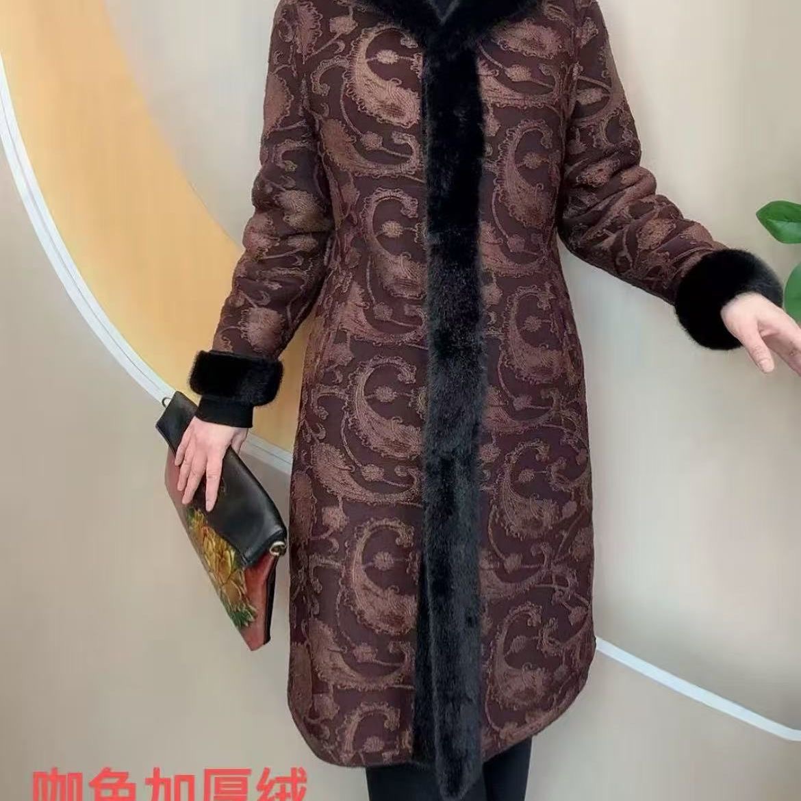 中老年妈妈装连帽长款外