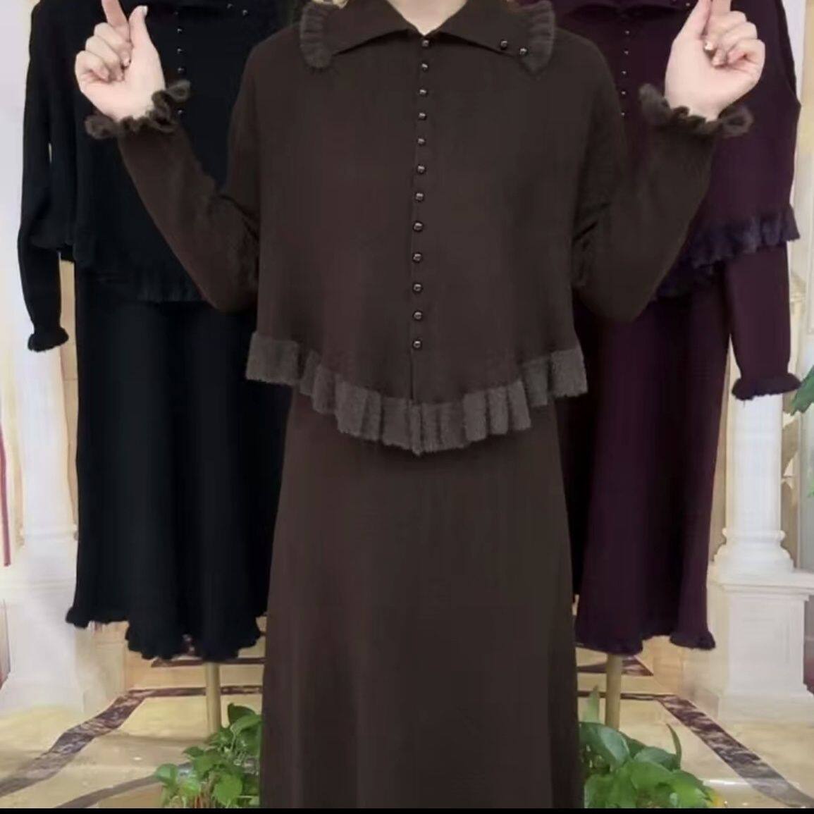 秋冬新款针织妈妈两件套