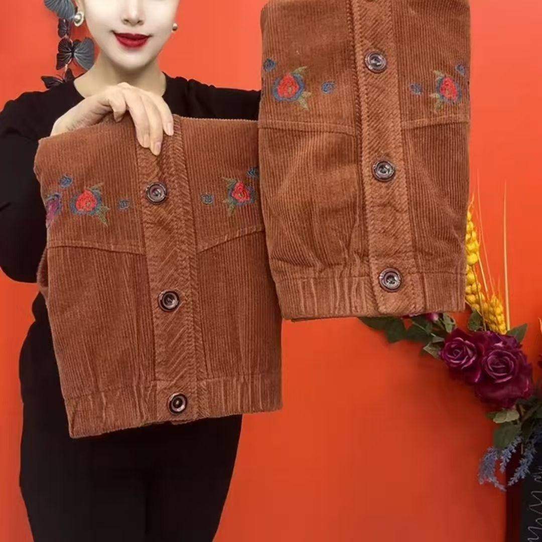 中老年中年灯芯绒纯棉马甲妈妈上衣新款女装秋装绣花宽松外套坎肩,女装/女士精品,常规大码外套,淘宝优惠券,粉丝福利购,淘宝优惠卷