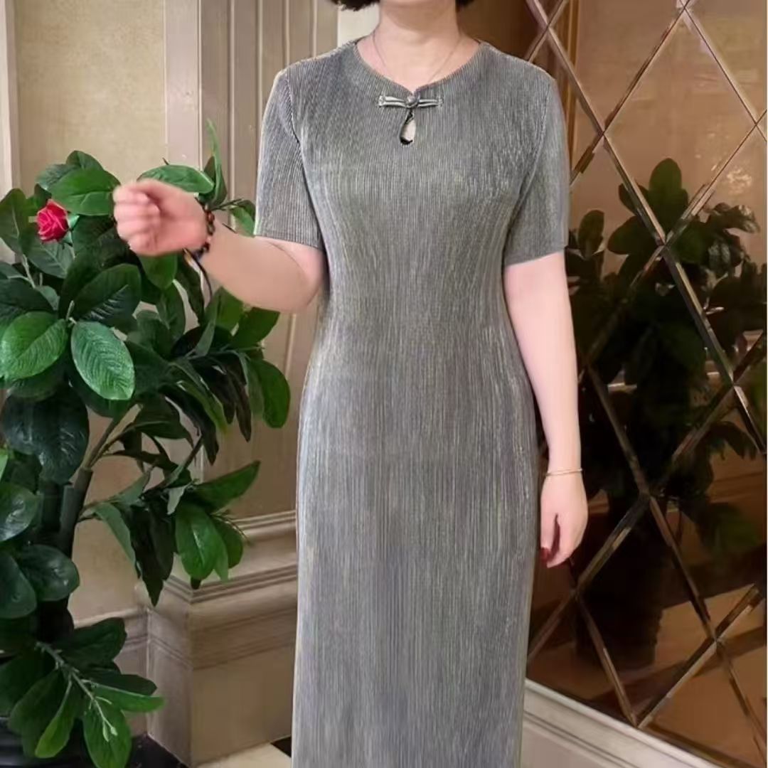 2025夏季旗袍中式褶皱新款连衣裙高端爆款显瘦气质妈妈女装