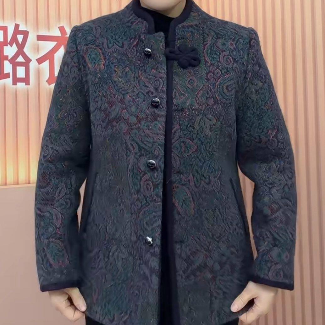 高档老太太冬装毛呢外套