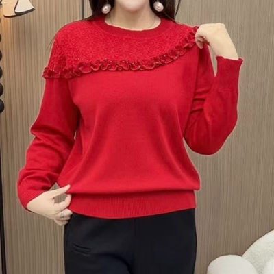 2025新款木耳边针织衫女
