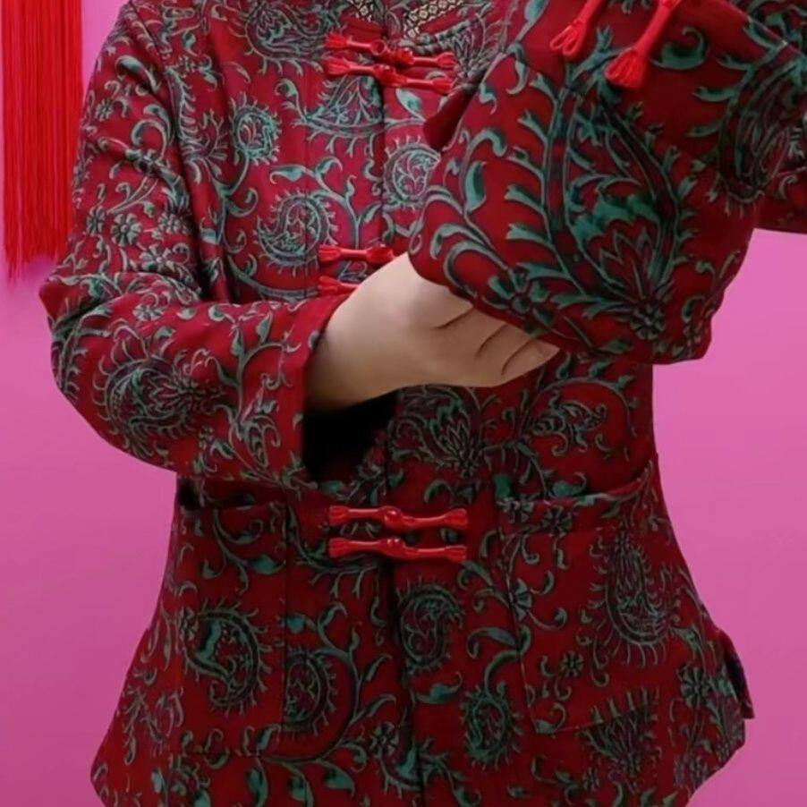 加绒保暖复古盘扣打底开