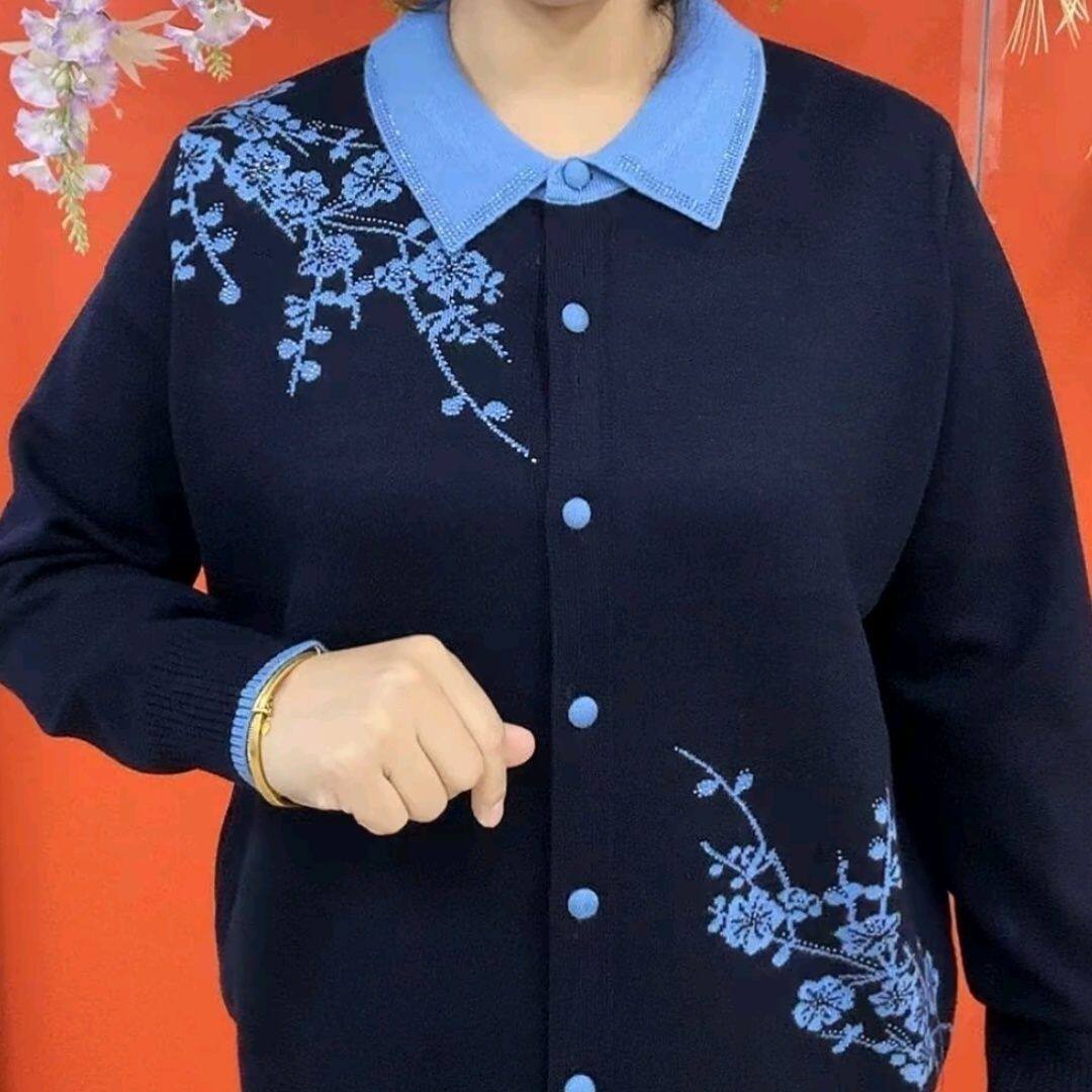 翻领秋冬款针织中老年开