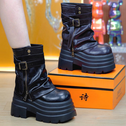 小个子英伦风厚底裤管靴