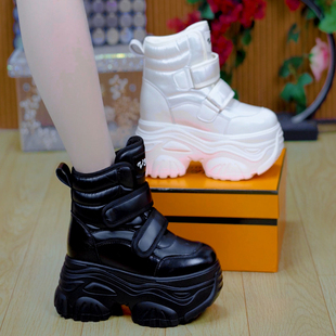 百搭增高保暖棉鞋 9cm小个子魔术贴加绒厚底雪地靴女2024冬季 新款