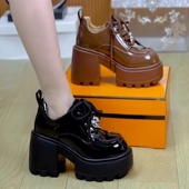 粗跟软底玛丽珍休闲鞋 9cm小个子厚底百搭爱心浅口单鞋 女2025秋季