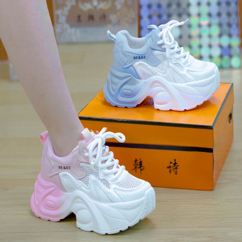 小个子透气显脚小厚底老爹鞋