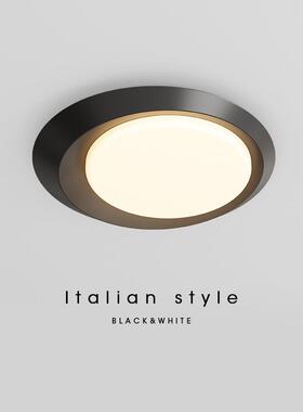 意式极简卧室吸顶灯北欧创意黑色个性护眼LED全光谱主卧灯具