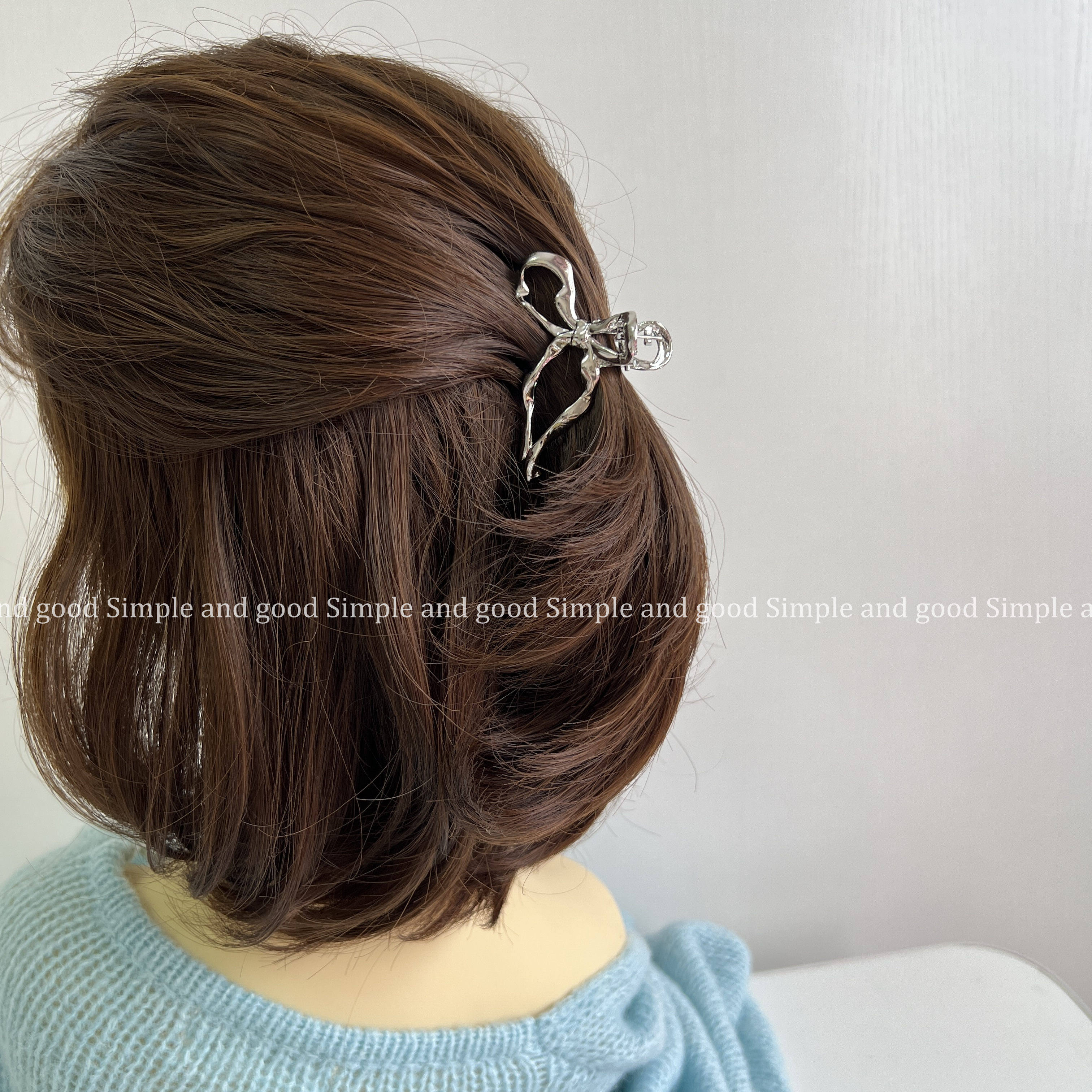 小号金属蝴蝶结燕尾后脑勺抓夹半丸子鲨鱼夹合金发夹发卡夹子发饰