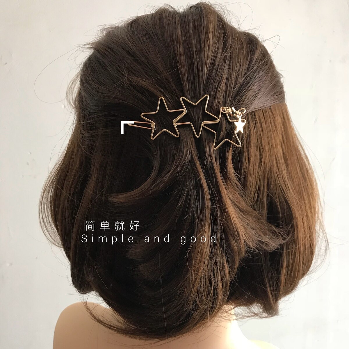 韩国金属镂空几何发夹 ins风五角星星金色顶夹欧美简约成人女士