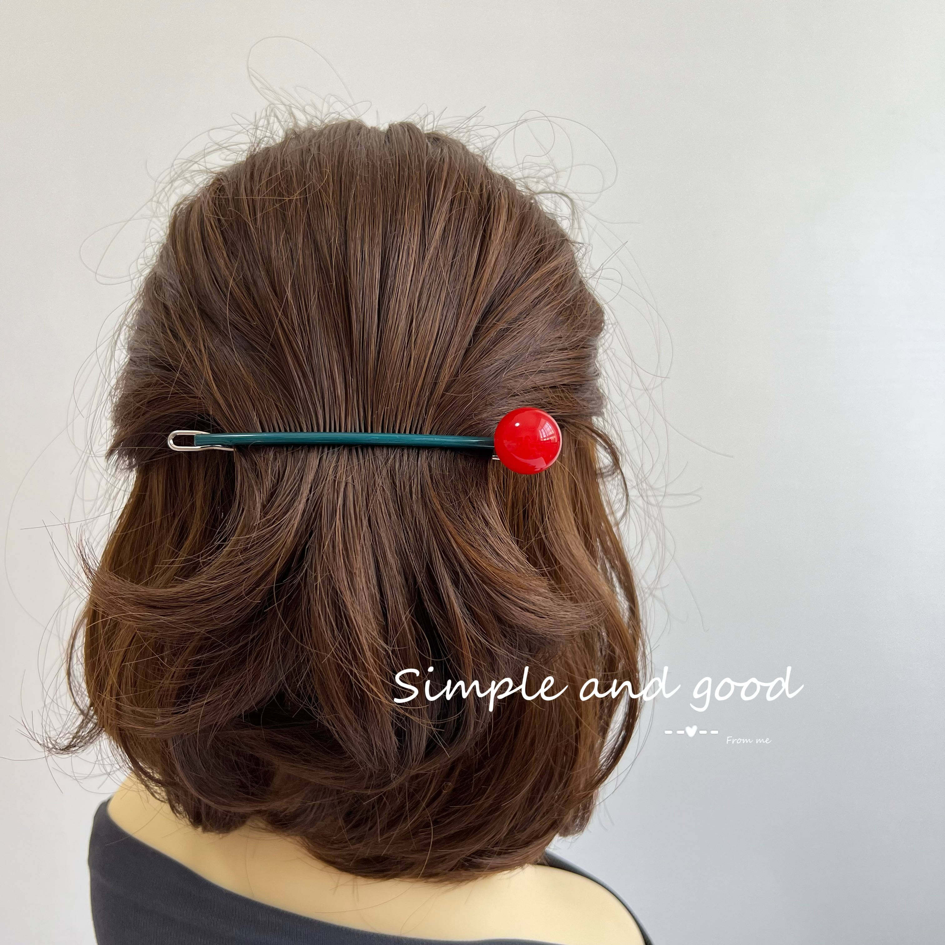 糖果色盘发后脑勺球球一字夹横夹马尾发夹发卡夹子扣夹发饰头饰