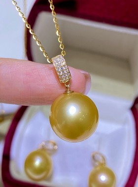 G18k金吊坠简约百搭款精致款 珍珠搭配12～13mm 配件不含珍珠
