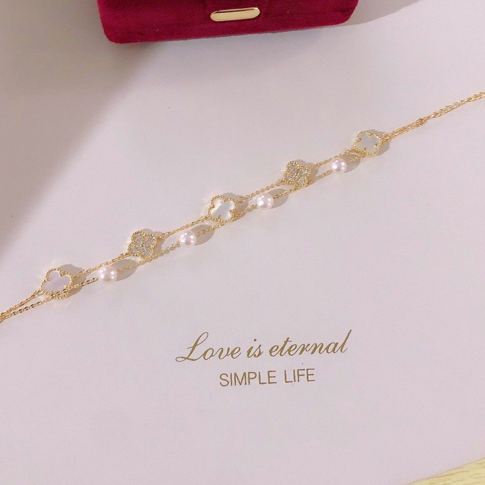 双层手链天然蝶贝镶嵌6MM天然高品质淡水akoya巴洛克珍珠