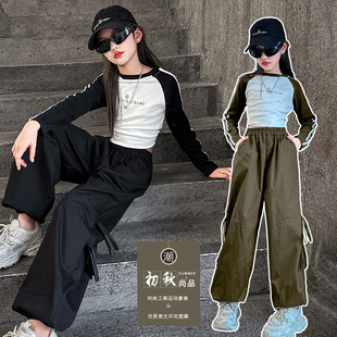 2025新款 女童工裝 套裝 春秋裝 褲 炸街潮酷兒童洋氣時髦中大童兩件套