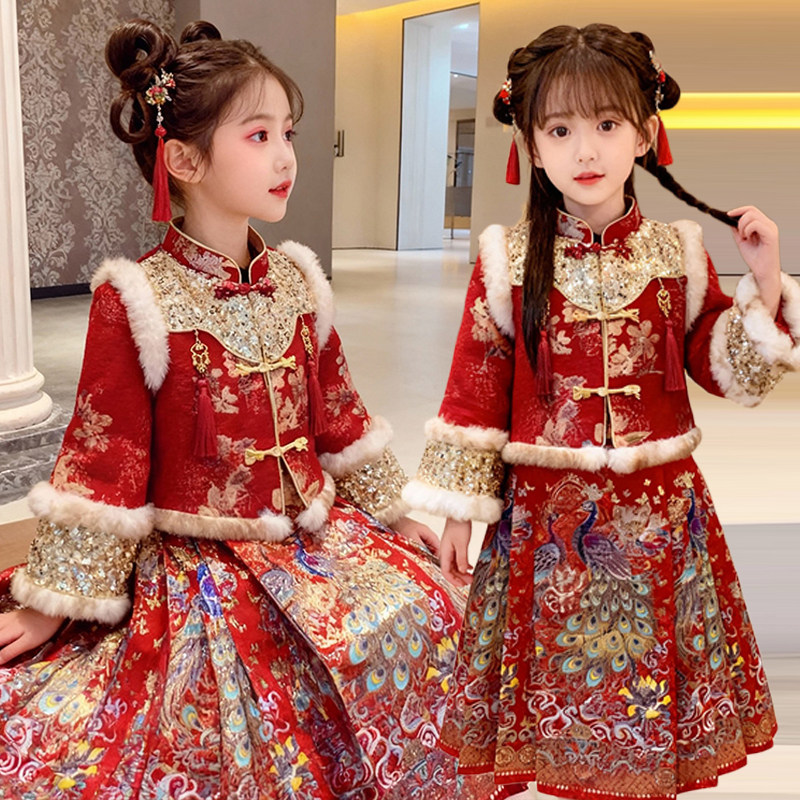 女童汉服中国风马面裙套装拜年服