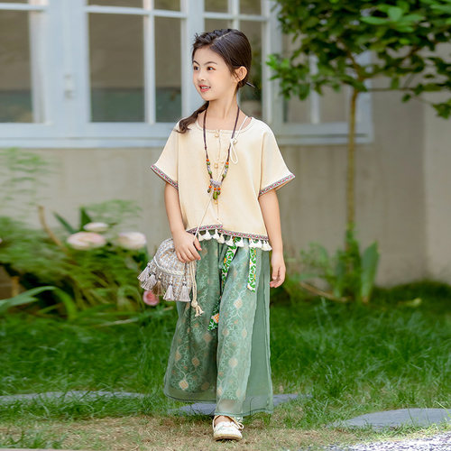 汉服儿童中国风短袖新中式两件套