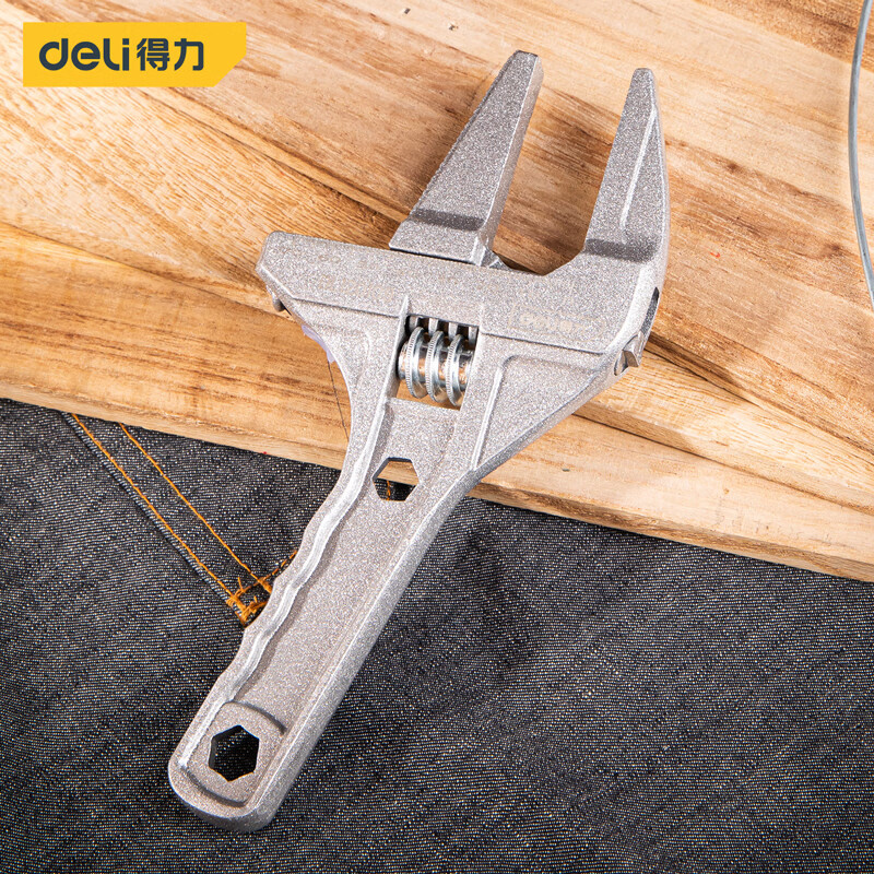 得力(deli)DL120109卫浴活动扳手水管省力板手大开口短柄活扳手
