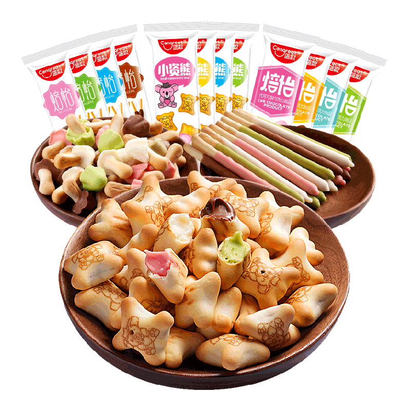 小熊蘑菇饼干儿童大礼包零食健康
