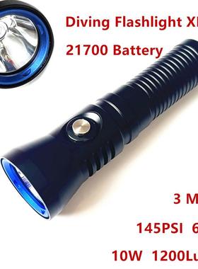 新款21700潜水手电筒xpl强光1200lm145PSI防水100m打捞探洞潜水