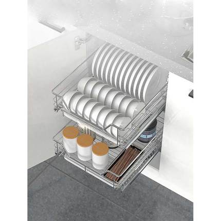IL304不锈钢拉蓝小号碗蓝400橱柜内置450拉栏500抽屉调味篮加深拉