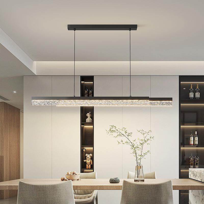 餐厅吊灯意式极简轻奢高级感全光谱护眼饭厅吧台一字长条餐桌吊灯