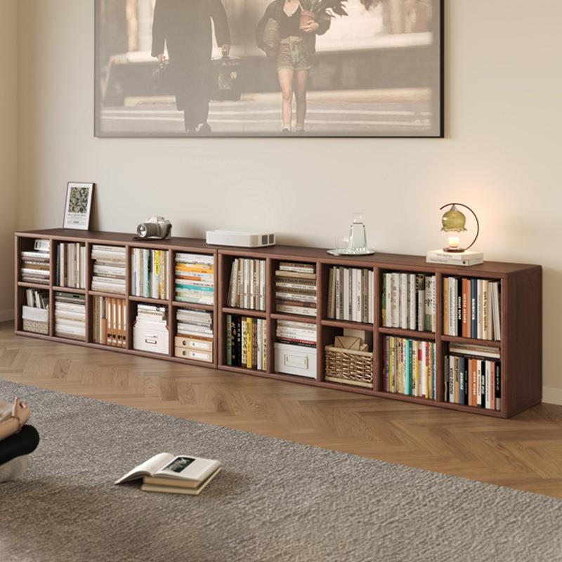 B^t橡胶木去客厅化书柜电视柜一体矮柜实木书架收纳储物下方置物