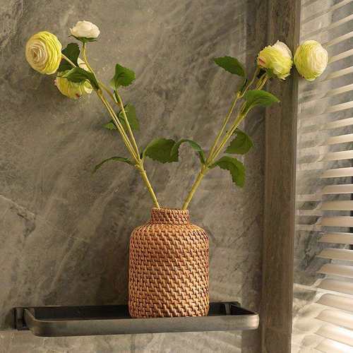 北欧风手工藤编花瓶摆件客厅插花仿真干花轻奢高档家居民宿装饰
